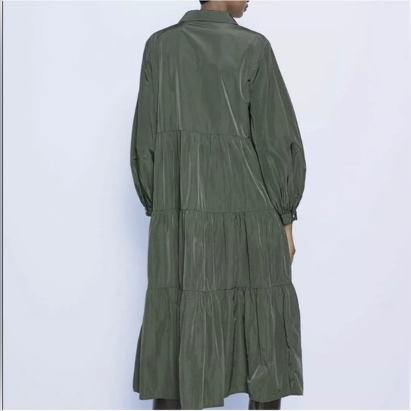 Zara Gathered Midi Dress XS - Picture 2 of 8